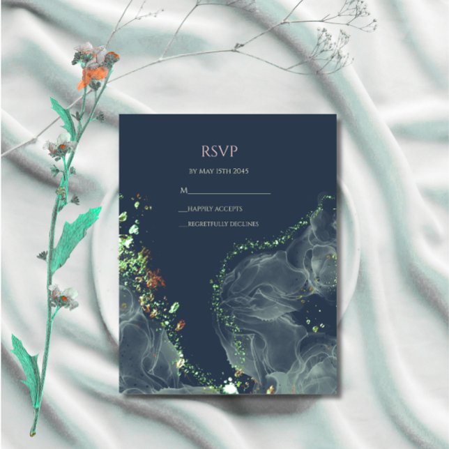 Tarjeta de RSVP de boda esmeralda verde   (Subido por el creador)