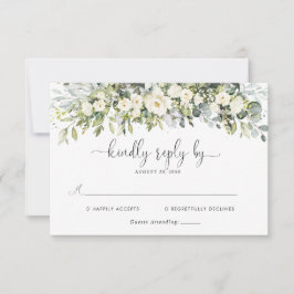 Tarjeta de RSVP de Boda Floral Blanca