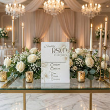 Tarjeta de RSVP de boda floral blanca elegante