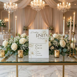 Tarjeta de RSVP de boda floral blanca elegante