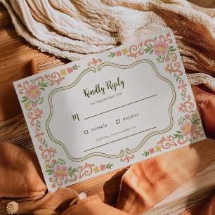 Tarjeta de RSVP de boda floral colorida moderna