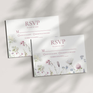 Tarjeta de RSVP de boda floral de flor silvestre