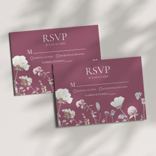 Tarjeta de RSVP de boda floral de flor silvestre