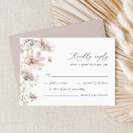 Tarjeta de RSVP de boda floral de flor silvestre s