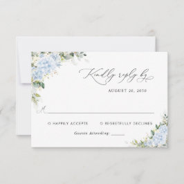 Tarjeta de RSVP de Boda Floral de Hortensia Azul