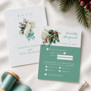 Tarjeta de RSVP de Boda Floral de Invierno