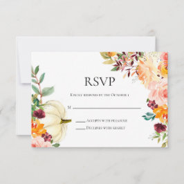Tarjeta de RSVP de boda floral de otoño y calabaza