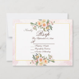 Tarjeta de RSVP de boda floral elegante con tono r