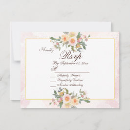 Tarjeta de RSVP de boda floral elegante con tono r