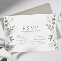 Tarjeta de RSVP de Boda Floral Elegante de Marfil