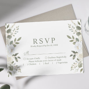 Tarjeta de RSVP de Boda Floral Elegante de Marfil