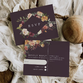 Tarjeta de RSVP de boda floral en acuarela Rustic 