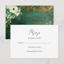 Tarjeta de RSVP de Boda Floral Romántica Verde Esm