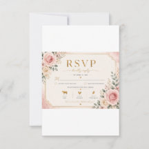 Tarjeta de RSVP de boda floral rosa sonrojado | R