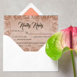 Tarjeta de RSVP de boda floral rústica vintage