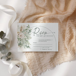 Tarjeta de RSVP de boda floral verde salvia botáni