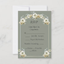 Tarjeta de RSVP de boda floral verde salvia elegan