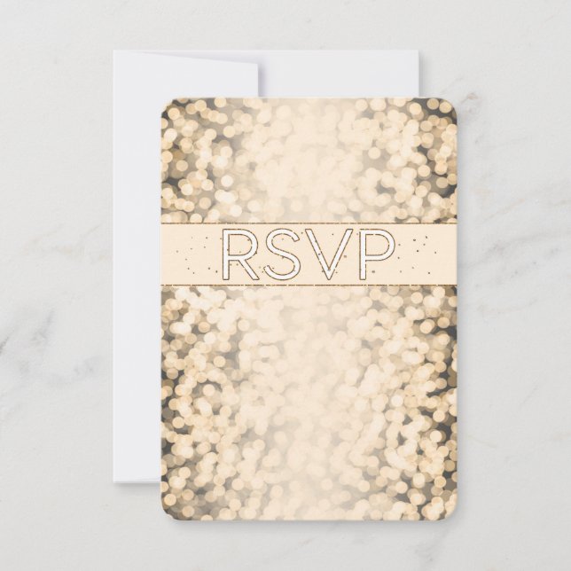 Tarjeta de RSVP de Boda Glam con Luces Brillantes  (Anverso)