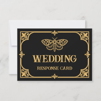 Tarjeta de RSVP de boda gótica de polilla victoria