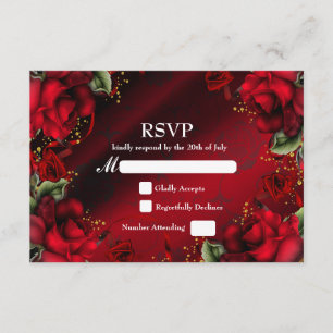 Tarjeta de RSVP de boda gótica elegante con rosas