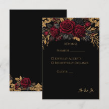 Tarjeta de RSVP de boda gótica oscura elegante