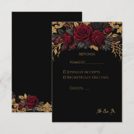 Tarjeta de RSVP de boda gótica oscura elegante