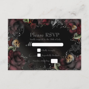 Tarjeta de RSVP de boda gótica Rosas Negras y Cala