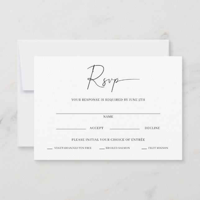Tarjeta de RSVP de Boda Minimalista (Anverso)