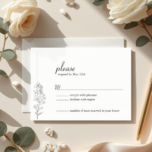 Tarjeta de RSVP de boda minimalista con espuela de