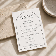 Tarjeta de RSVP de boda minimalista con forma de a