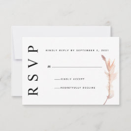 Tarjeta de RSVP de boda minimalista con hierba de 