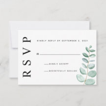 Tarjeta de RSVP de boda minimalista con vegetación