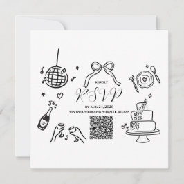 Tarjeta de RSVP de boda minimalista dibujada a man