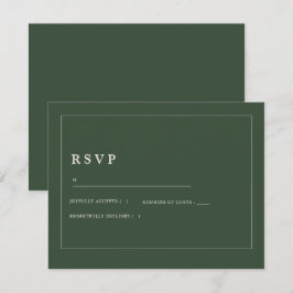 Tarjeta de RSVP de Boda Minimalista Elegante Verde