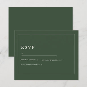 Tarjeta de RSVP de Boda Minimalista Elegante Verde