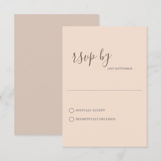 Tarjeta de RSVP de Boda Minimalista Moderna (Anverso / Reverso)