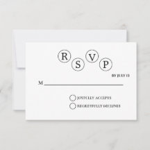 Tarjeta de RSVP de Boda Minimalista | Simple Negro