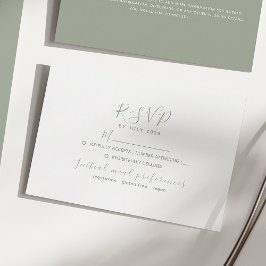 Tarjeta de RSVP de boda minimalista verde salvia