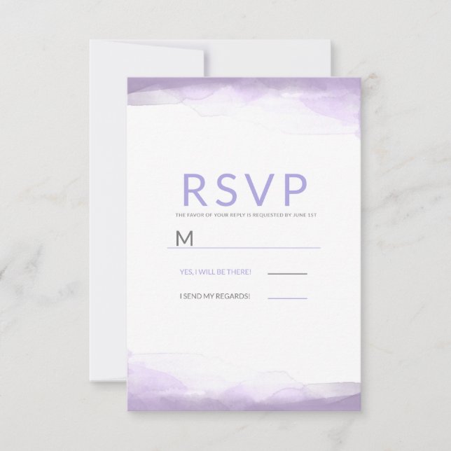 Tarjeta de RSVP de boda moderna con acuarela de la (Anverso)