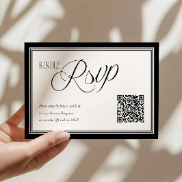 Tarjeta de RSVP de boda moderna con código QR