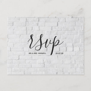 Tarjeta de RSVP de boda moderna con letra de ladri