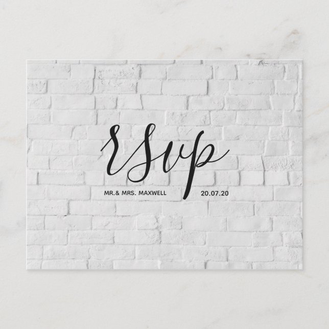 Tarjeta de RSVP de boda moderna con letra de ladri (Anverso)