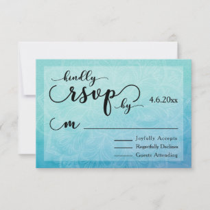 Tarjeta de RSVP de boda moderna con mandala de acu