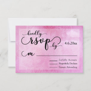 Tarjeta de RSVP de boda moderna con mandala de acu