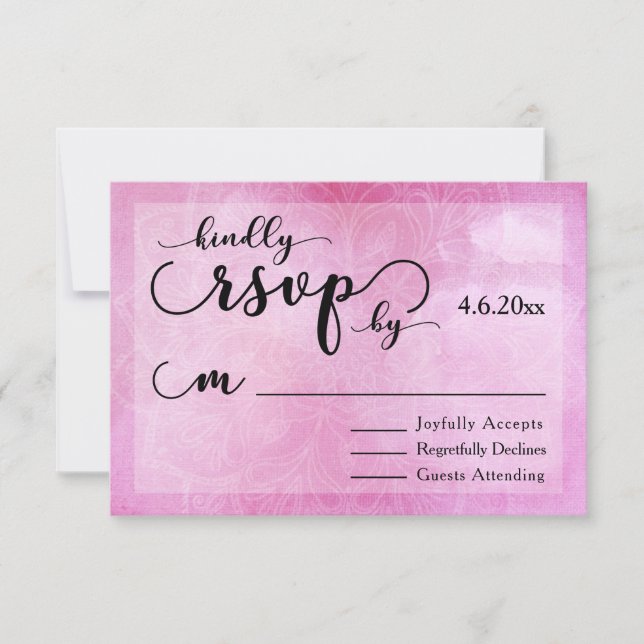 Tarjeta de RSVP de boda moderna con mandala de acu (Anverso)