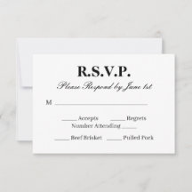 Tarjeta de RSVP de boda moderna en blanco y negro