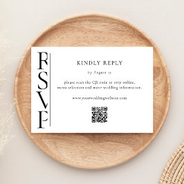 Tarjeta de RSVP de Boda Moderna Minimalista en Bla