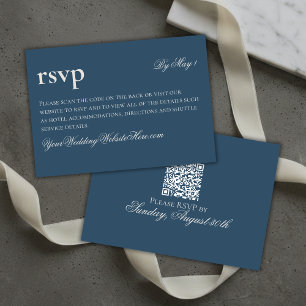 Tarjeta de RSVP de Boda Navy Old Money Atemporal Q