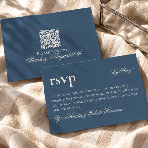 Tarjeta de RSVP de Boda Navy Old Money Atemporal Q