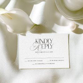 Tarjeta de RSVP de boda negra y blanca elegante mo